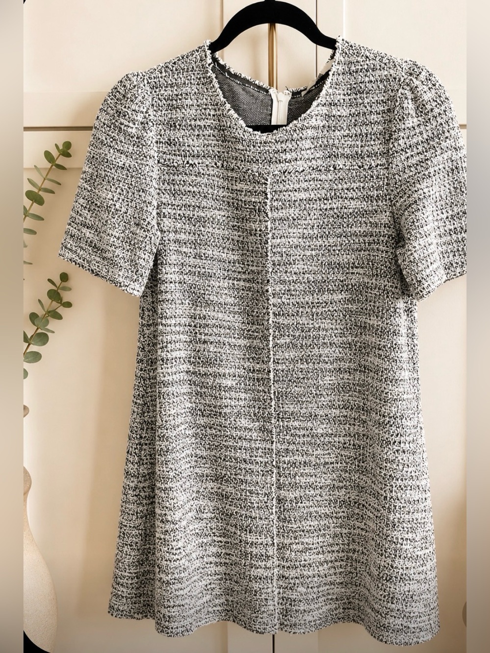 LOFT Black & White Tweed Mini Dress Size Small